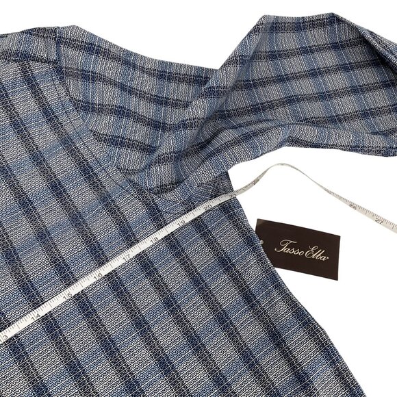 Tasso Elba Mens Plaid Button-Down Shirt S Blue 100% Cotton Stretch OEKO-TEX - Picture 10 of 11